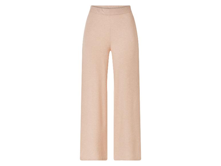Beige wijde broek met elastische tailleband.