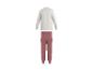 Haut de pyjama blanc à manches longues et pantalon de survêtement rose foncé.
