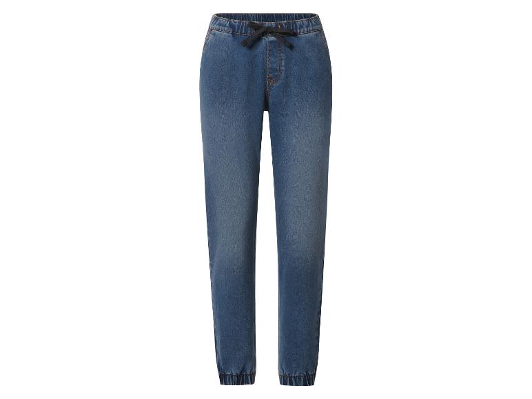 Pantalon en jean bleu avec taille élastique et cordon de serrage