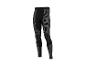 Legging d'entraînement noir avec rayures et motifs gris.