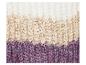 Tissu tricoté à rayures horizontales blanches, dorées et violettes.