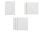 Trois livres blancs, de différentes tailles et dispositions.