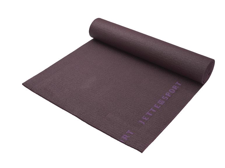 Een donkergrijze yogamat van het merk JetSport.