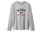 Grijs T-shirt met lange mouwen met de tekst 'WAKE UP time for wknd'.