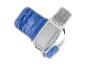 Sac isotherme bleu avec doublure argentée pour le transport de nourriture.