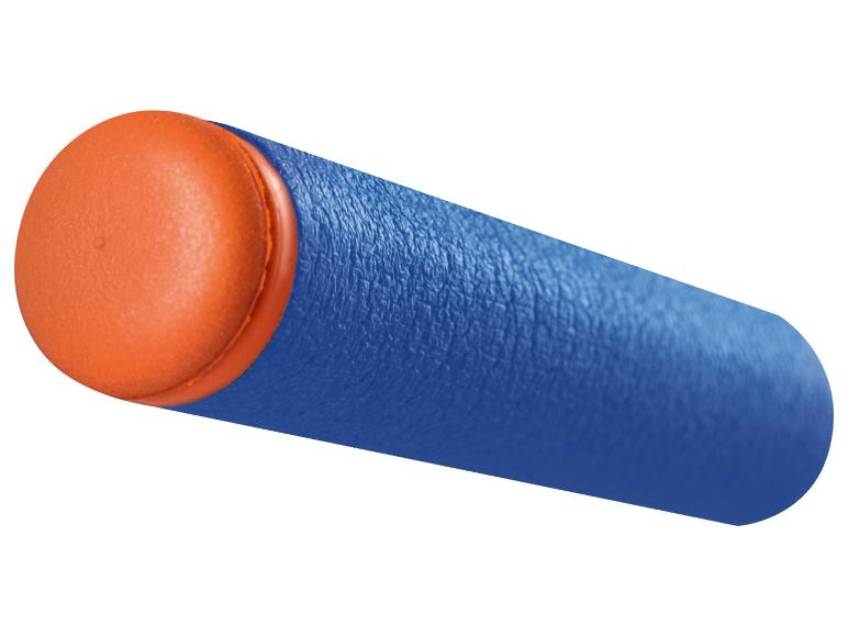 Een blauwe foam dart voor een Nerf-pistool.
