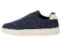Blauwe sneakers met mesh details en crèmekleurige zool