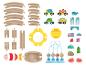 Houten speelset met zeethema, met treinrails, voertuigen en accessoires.