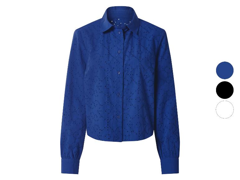 Chemise bleue brodée à manches longues avec col et boutons