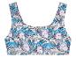 Kawaii axolotl bikini top, blauwe golven.