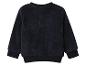 Sweat-shirt en polaire bleu foncé avec poignets et ourlet côtelés, et fermeture boutonnée à l'arrière du cou