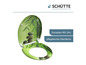 Een groene toiletbril met een bamboe en stenen design van Schütte.