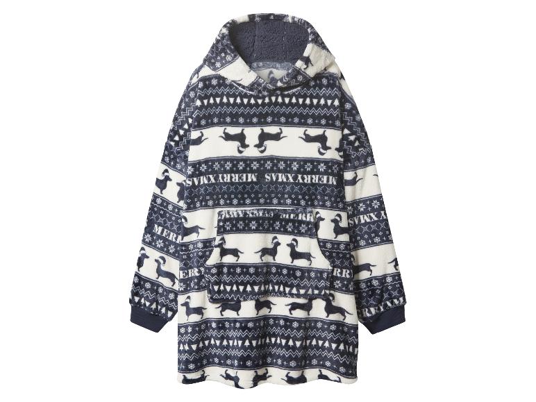 Pluizige hoodie met kerstprint van teckels en de tekst „Merry Xmas”