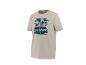 T-shirt beige pour homme avec imprimé palmier bleu et 'Caribbean Summer'.