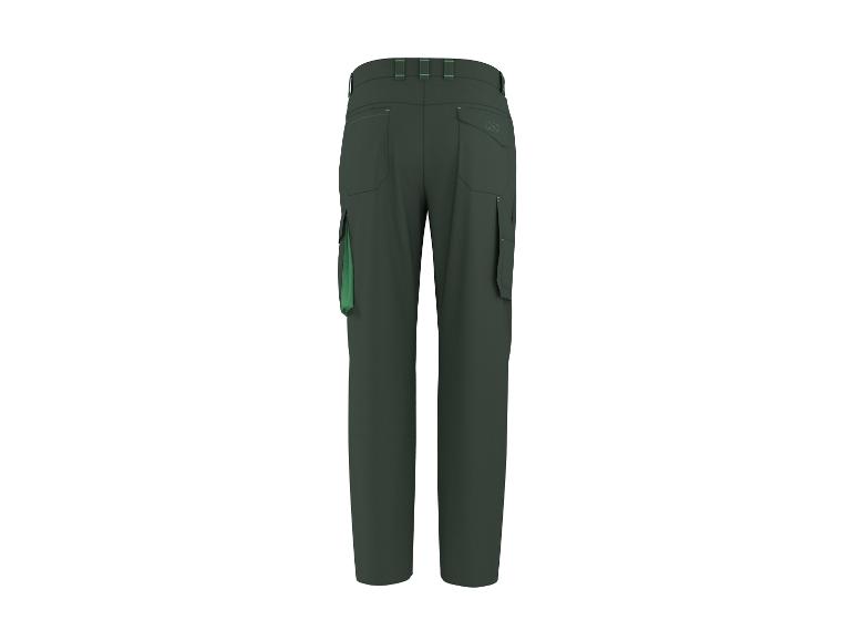 Pantalon de travail vert foncé avec détails vert clair, vue arrière.