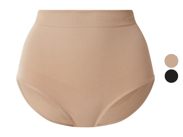 Esmara dames corrigerende slip met hoge taille in beige, met een zwarte kleuroptie getoond.