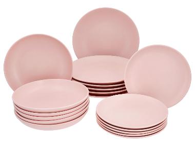 SILVERCREST® Service de vaisselle rose pastel, 18 pièces