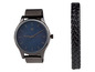zwarte band, zilveren horloge