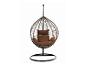 Chaise suspendue en rotin avec coussins marron et base noire