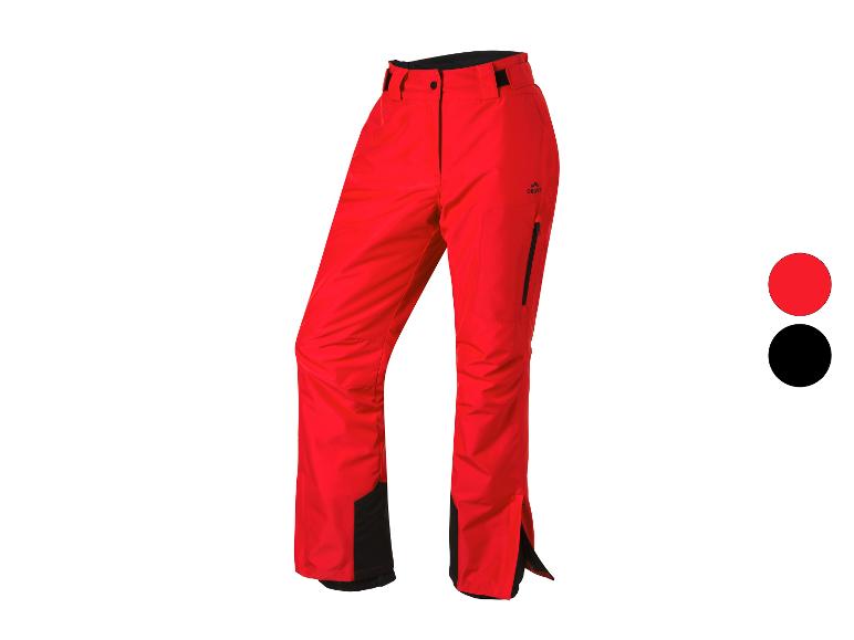 Rode skibroek met zwarte details en Crivit-logo.