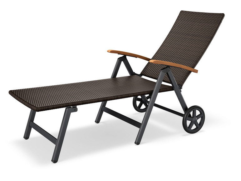 Ga naar volledige schermweergave: Wicker ligbed »Valencia«, inklapbaar, wielen - afbeelding 1