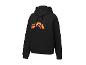 Sweat-shirt à capuche noir avec logo orange.