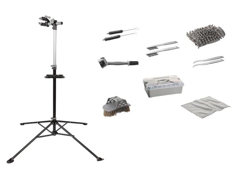 Pied d'atelier et kit de nettoyage pour vélo CRIVIT
