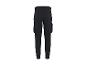 Vue arrière d'un pantalon cargo bleu foncé avec poignets élastiques et plusieurs poches