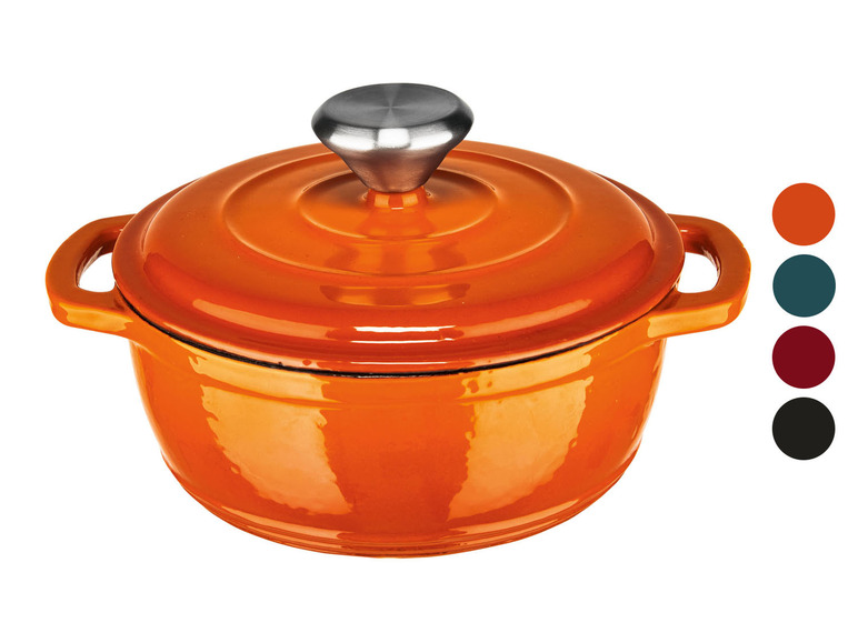 Cocotte en fonte orange avec couvercle