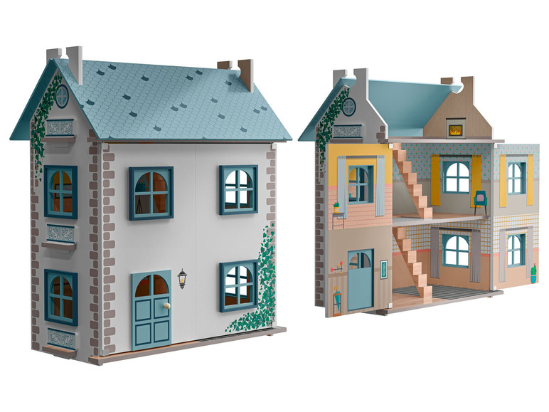 Ga naar volledige schermweergave: Playtive Uitklapbaar houten poppenhuis - afbeelding 8