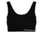Soutien-gorge de sport noir avec une large bande élastique.