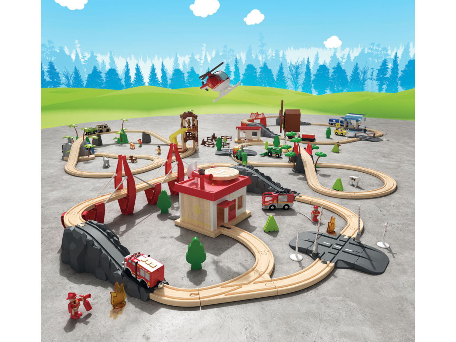 Circuit de train en bois - à partir de 3 ans