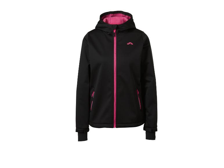 Zwarte softshell jas met roze rits en binnenvoering