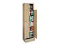 Houten kantoorkast met ordners, boeken en open lades.