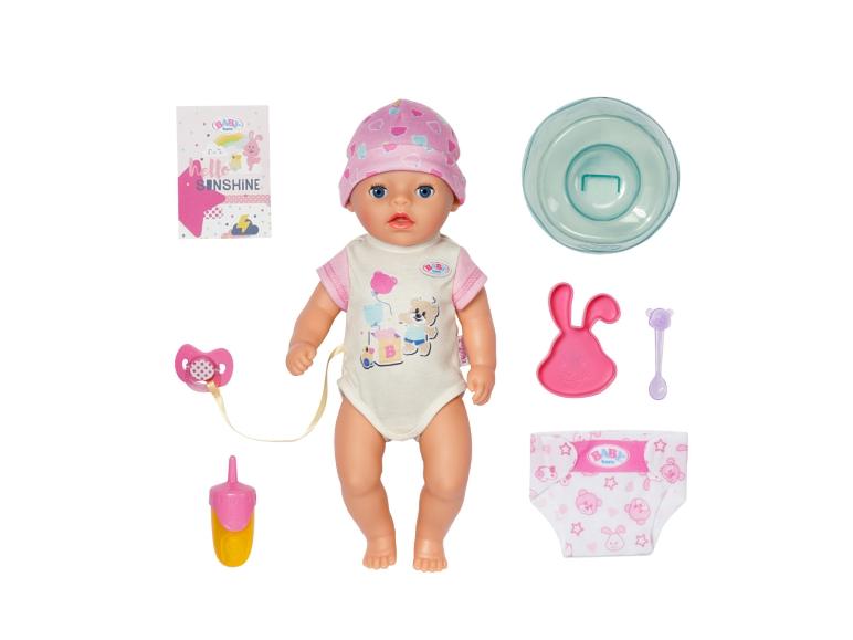 Baby Born pop met accessoires zoals een flesje, luier en een speen.