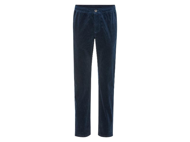 Donkerblauwe corduroy broek voor heren.