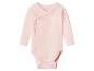 Roze overslagromper met lange mouwen en drukknoopsluiting.