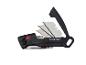 Couteau multi-outils noir avec lames de rechange et détails rouges