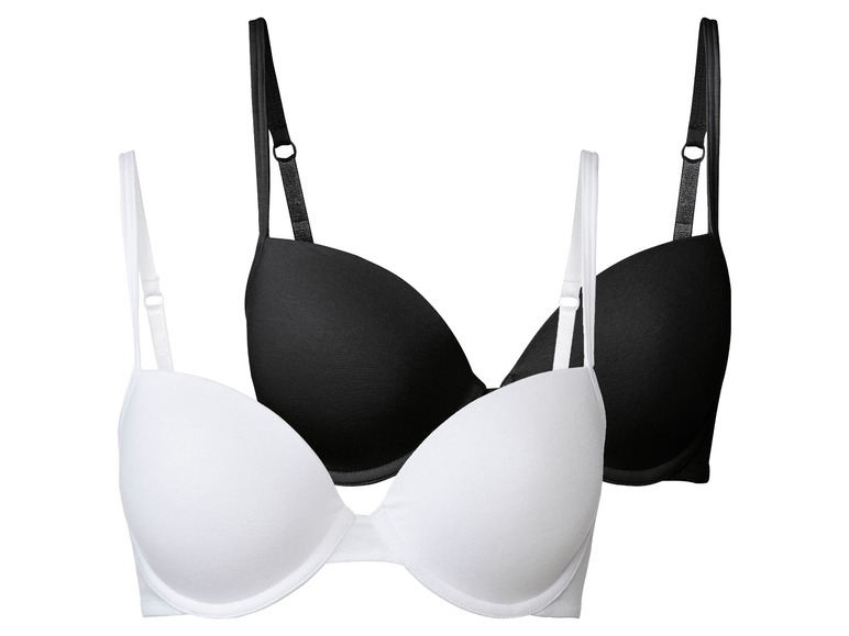 Twee zwarte en witte bh's.