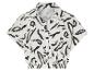 Kort shirt met korte mouwen, zwart-wit abstract dessin.
