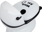 Witte pot met zwart deksel en de tekst 'Who Am I?'