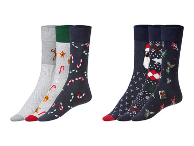 LIVERGY Set de 3 paires de chaussettes de Noël en un mélange de coton