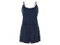 Donkerblauw kort jumpsuit, casual stijl.