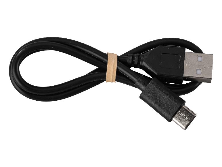 Un câble USB noir avec un connecteur micro-USB.