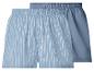 Deux boxers bleus, un rayé et un uni.