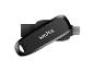 Zwarte USB-stick met een draaibaar ontwerp en een USB-C-connector.
