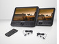 Deux lecteurs DVD portables Silvercrest avec télécommande et écouteurs.