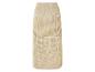 Lange, beige gebreide rok met opengewerkt patroon.