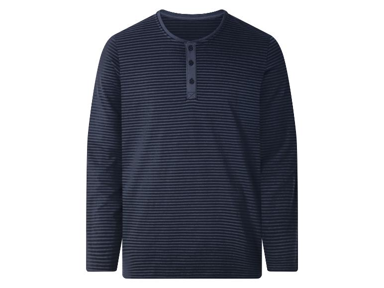 Donkerblauw gestreept shirt met lange mouwen en knopen