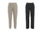 Deux pantalons de survêtement, un beige et un noir, avec taille élastique et poches.